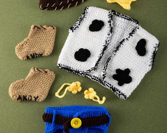 Cowboy Outfit Set, Baby Cowboy, Western Photo Prop, Baby Crochet Cowboy Costume, Newborn Photo prop, 0-3 months