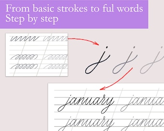 Monoline Cursive Latin Alphabet Calligraphy Practice Sheets, Print and IPad Full Practise Work Book