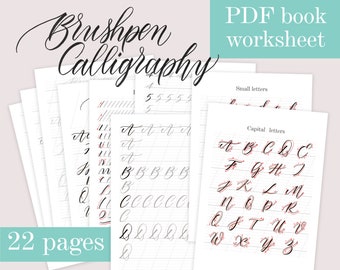 Brush Pen Calligraphy Practice, Middle Work Book, Sheet Templates, Practoce for Print and IPad