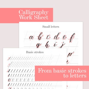 Basics of Brush Pen Calligraphy Practice Sheet Templates, Work Book for Print and IPad