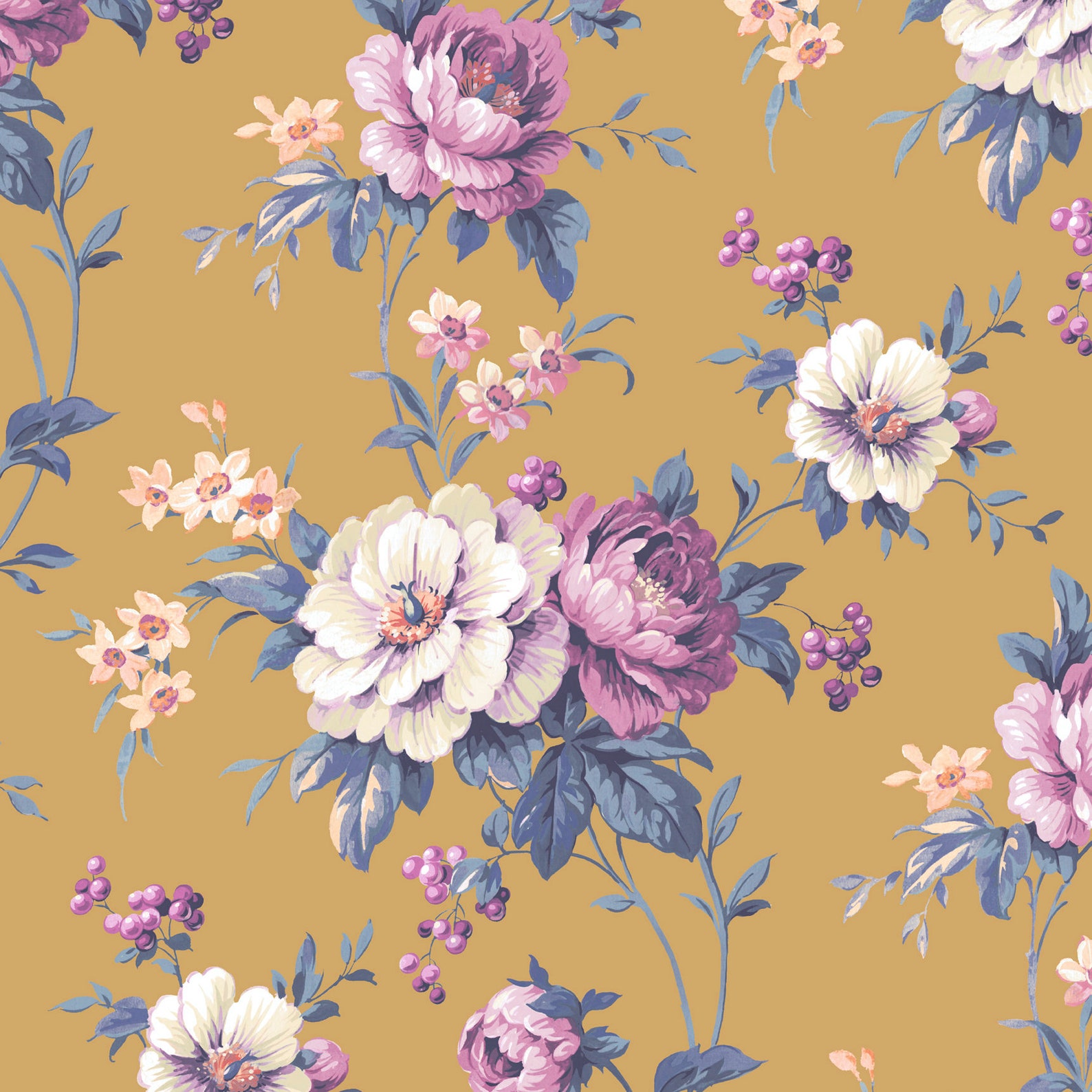 Vintage Floral Wallpaper 'cottage Garden' in Colour 'rose Beige' / Flower Wallpaper / Romantic