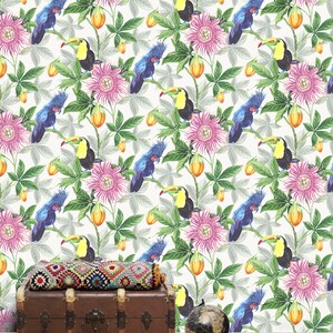 Parrot Wallpaper 'Tom & Suzanne' Berry Blush / Toucan Wallpaper / Cockatoo Wallpaper / Bird Wallpaper / Feature Wall / Tropical Wallpaper image 9