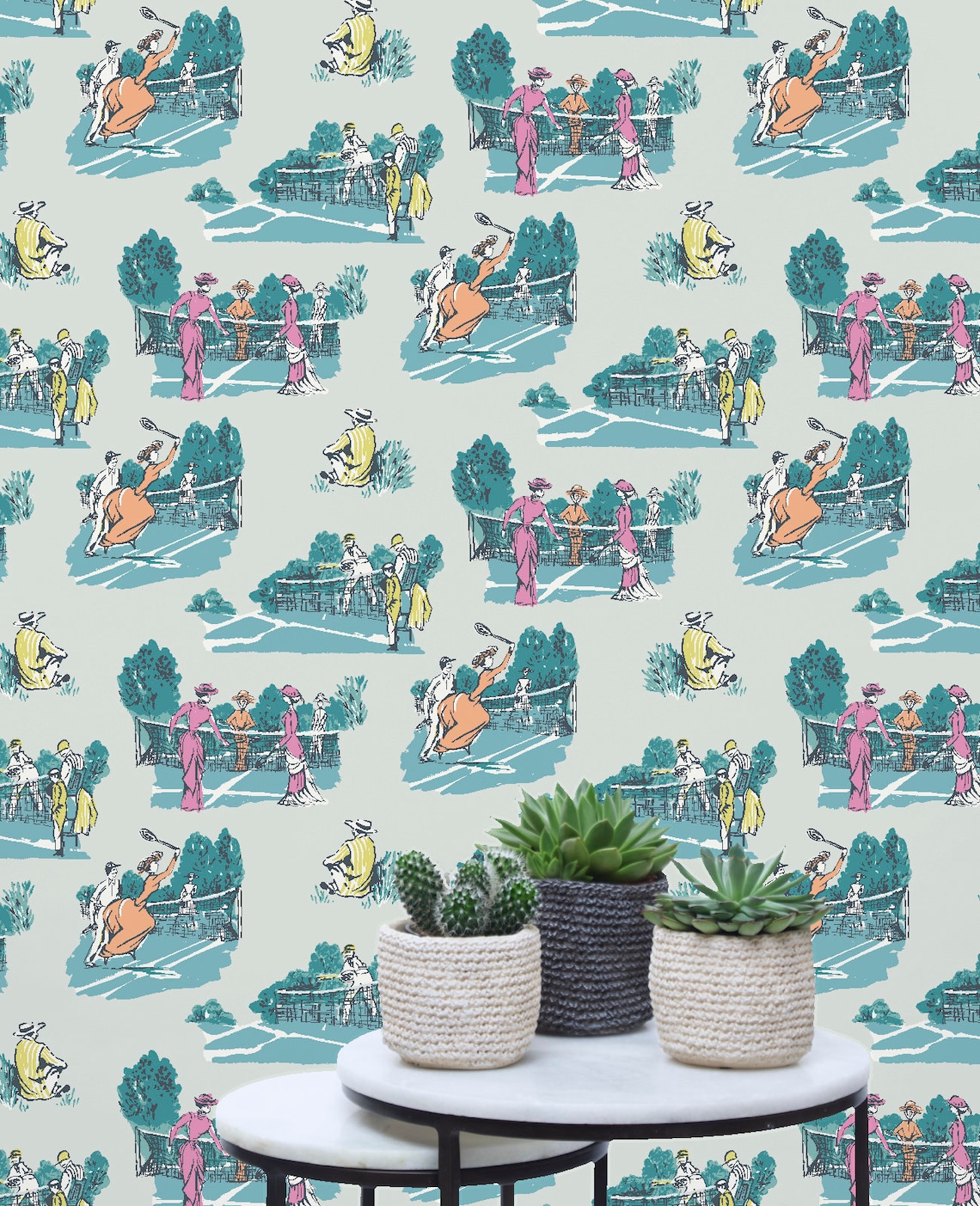 Novelty Wallpaper / Tennis Wallpaper / Anyone for Tennis / Feature Wall