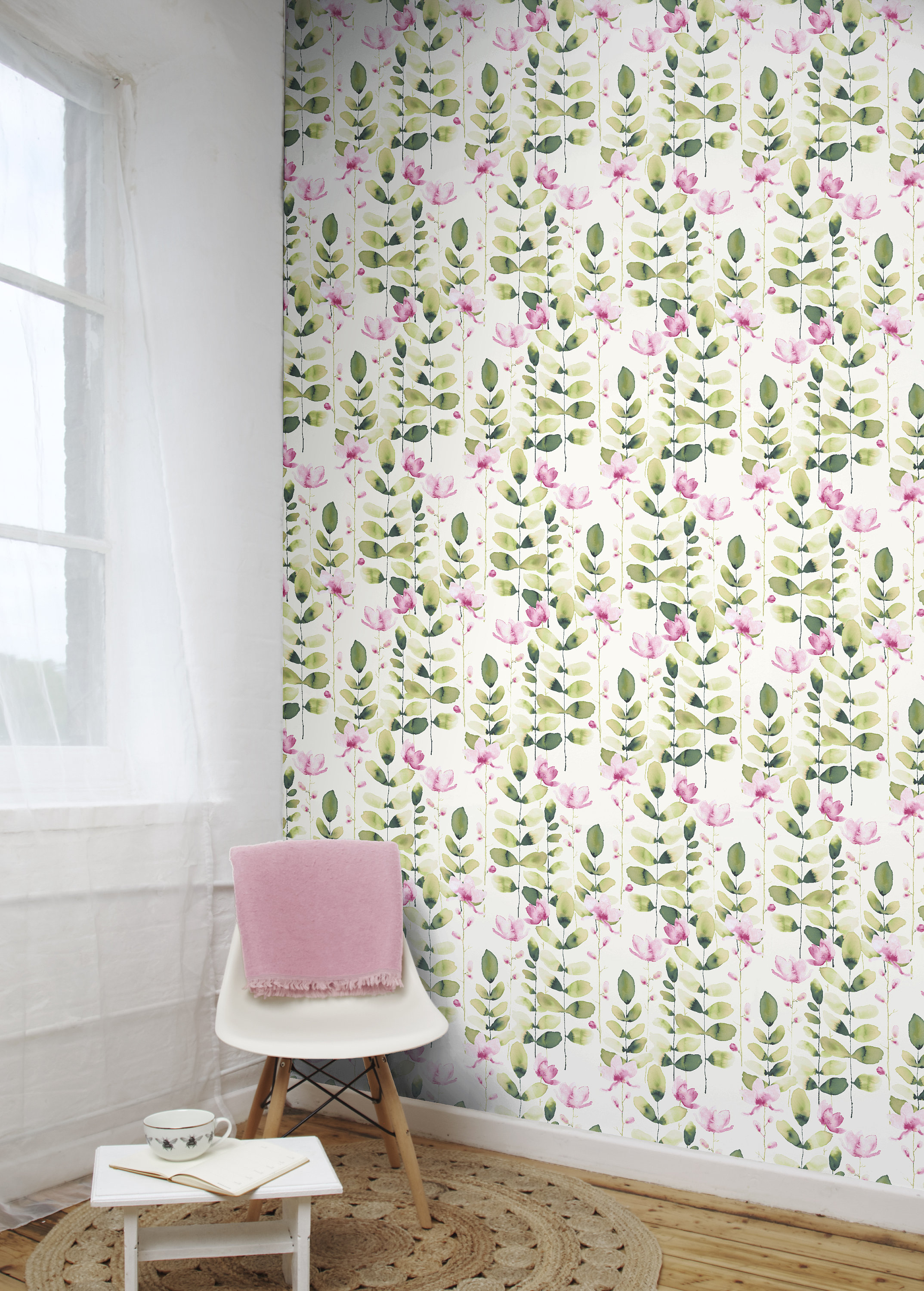 Watercolour Floral Wallpaper, 'martha's' Meadow' Wallpaper, Flower ...