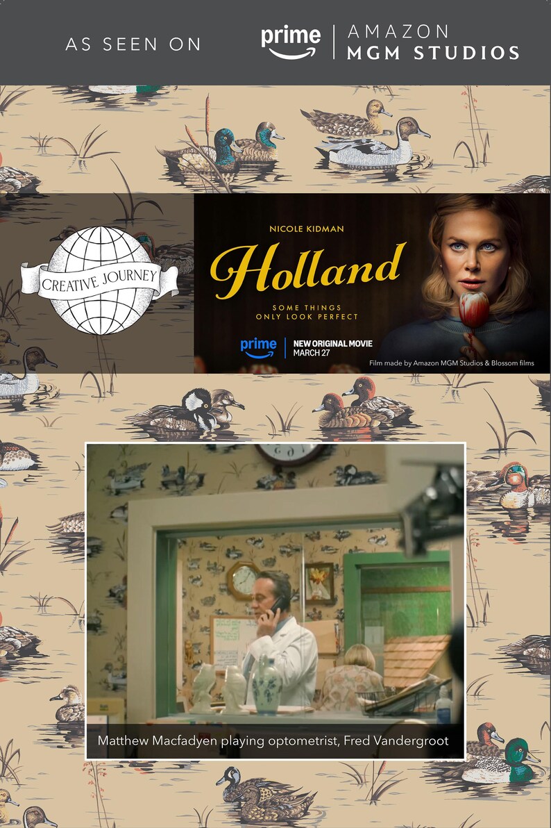 Duck wallpaper 'Reservoir Ducks' in colour 'Moonlight', bird wallpaper, novelty wallpaper, Holland movie image 2