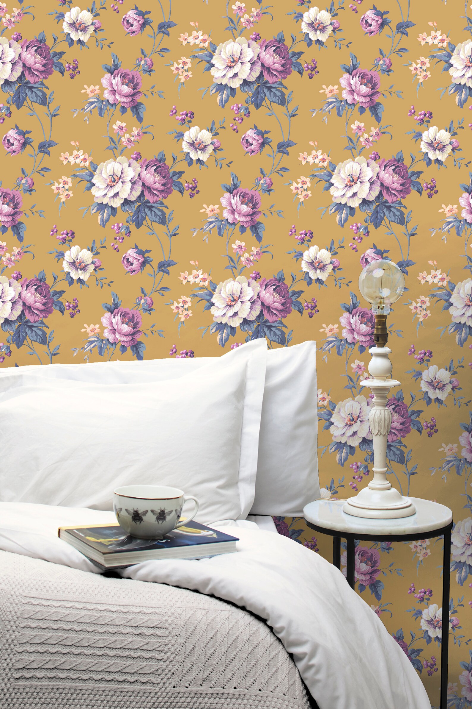 Vintage Floral Wallpaper 'cottage Garden' in Colour Etsy UK