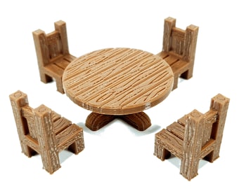 Tabletop Terrain Table with Chairs | 28mm Fantasy Scenery for DnD, RPG and Wargaming