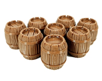 Tabletop Terrain Barrels ×8 | 28mm Fantasy Scenery for DnD, RPG and Wargaming