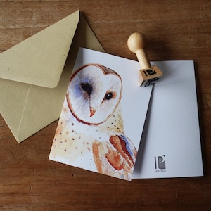 Chouette effraie carte aquarelle