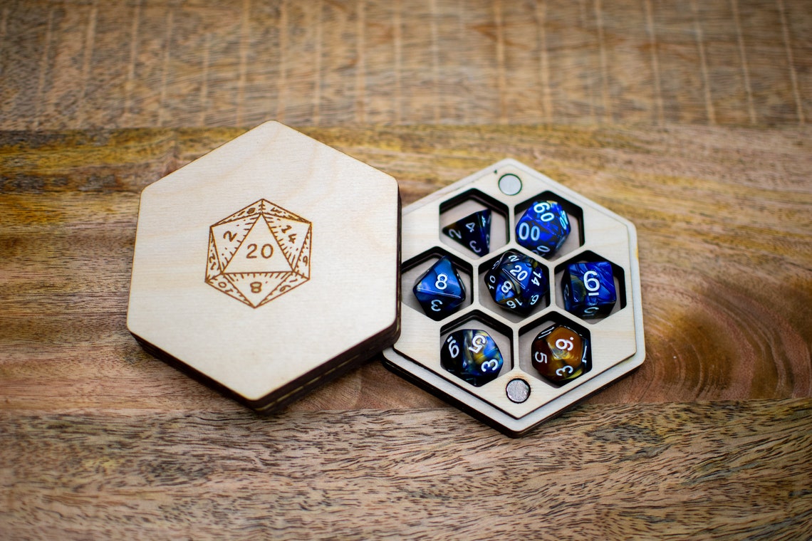 D&D Gaming Dice Box Engraved Baltic Birch Hexagon Etsy