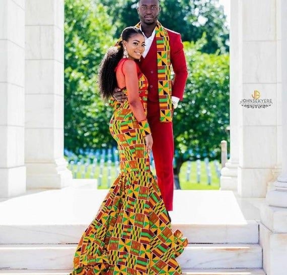 African Ankara Couple Outfit Couples African Prom Dress african