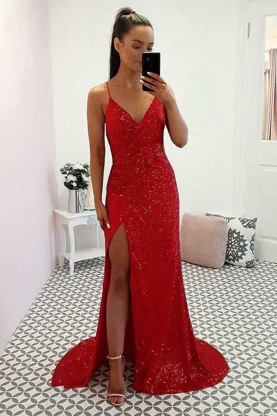 A-line Sparkly Elegant Modest Formal Long Evening Prom Dresses, Ball G –  bridalsew