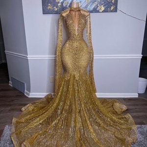 Gold prom gown,long Prom dress ,wedding dress,reception dress, prom 2024 dress , maid of honor dress,homecoming gown, gold dress