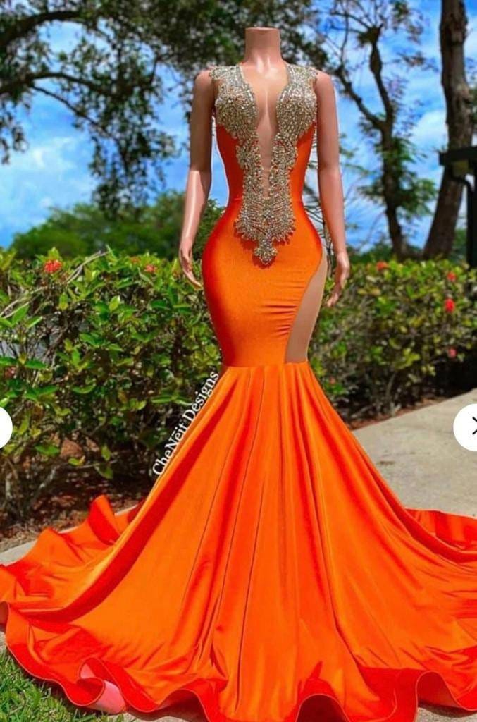 orange formal dress