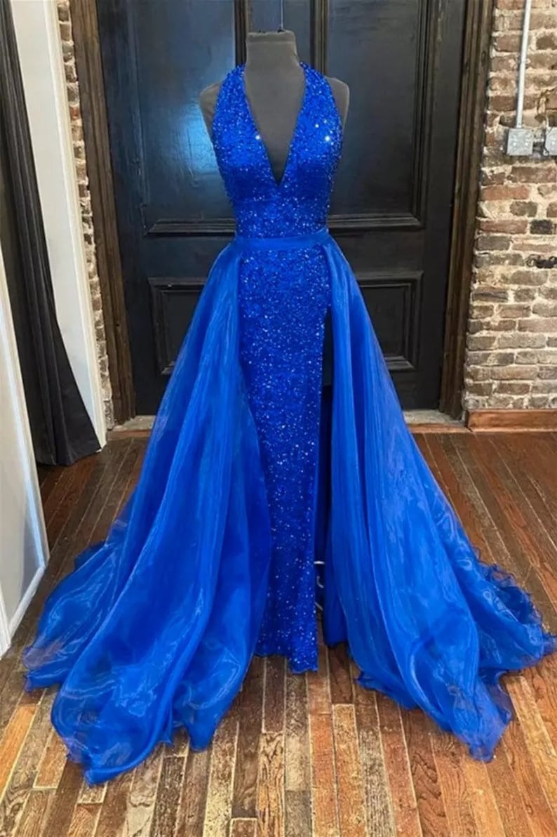 Royal Blue Sequins Wedding Gownprom Dress wedding Etsy
