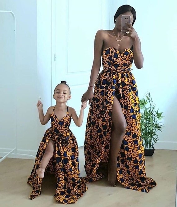 Maxi vestido africano para madre hija vestido de hendidura - Etsy México