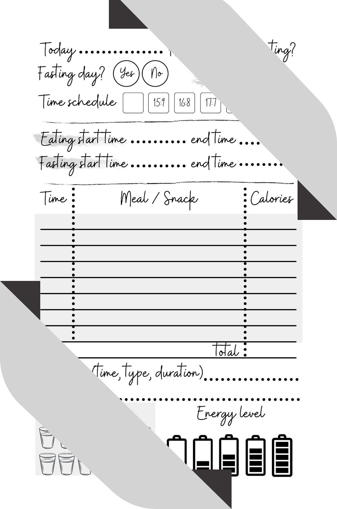 Intermittent Fasting Journal for Tracking Food, Exercise, and Weight