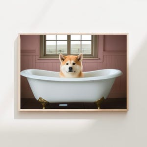 Akita Inu Bathroom Wall Art, Japanese Akita Decor, Dog Bathroom Art, Funny Akita Inu Decor, Akita Dog Lover Gift, Funny Bathroom Decor