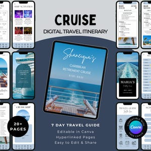 7-Day Cruise Itinerary Template: Customizable Travel Planner (Canva Digital Download