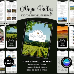 Napa Valley Travel Itinerary: Wine Tour Planner, Girls Trip, Honeymoon, Romantic Getaway (Digital Template)