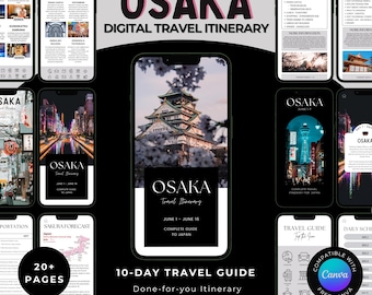 Modèle d'itinéraire et de guide de voyage au Japon | Osaka, Tokyo, Kyoto, 10 jours (modèle canva gratuit)