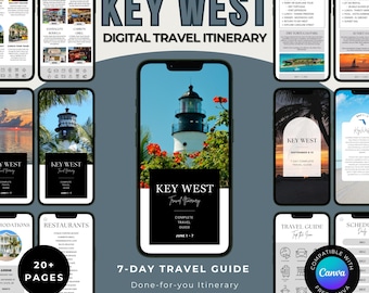 Key West Itinerary | 7-Day Travel Guide, Editable Canva Template (Digital Download)