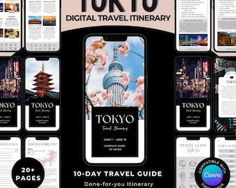 Tokio 10-Tages Reiseablauf | Bearbeitbarer Canva Guide (Digitaler Download)