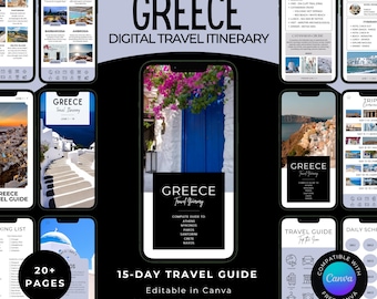 Modèle d'itinéraire de 15 jours en Grèce : Athènes, Santorin, îles grecques (téléchargement numérique)