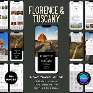 Florens och Toscana 7-dagars resplan | Redigerbar Canva-reseplanerare (digital nedladdning)
