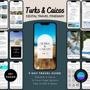 Turks & Caicos Itinerary: 7-Day Caribbean Travel Guide (Canva Template Digital Download