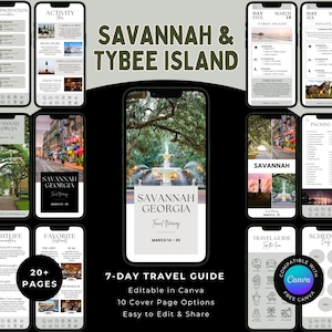 Savannah & Tybee Island Itinerary: St. Patrick's, Bachelorette, Honeymoon (Canva Template)