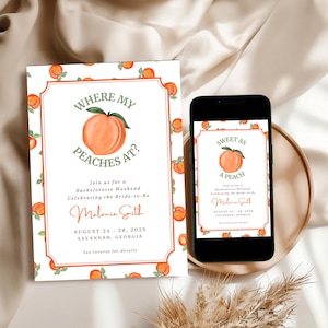 Peach Bachelorette Invitation Template: Summer Bridal Shower (Digital Download)