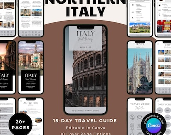 15-Day Northern Italy Travel Itinerary: Editable Canva Planner (Digital Download)
