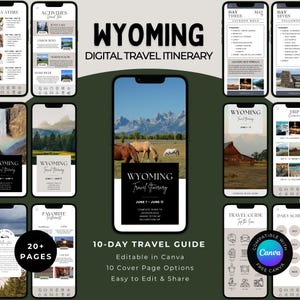 Wyoming Travel Itinerary: Jackson Hole, Yellowstone National Park, Grand Teton (Canva Digital Download)