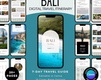 Bali Travel Itinerary Template: 7-Day Vacation Planner (Digital Download)