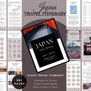 Itinerário de viagem ao Japão, Guia de viagem ao Japão, Planejador de viagem personalizável, Guia completo para viagem ao Japão, Itinerário de viagem de sakura ao Japão