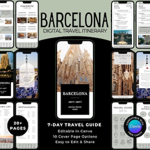 Barcelona Travel Itinerary: Spain Vacation Planner (Editable Digital Download)