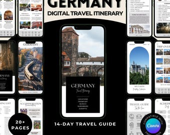 Itinerario de viaje por Alemania: Guía de 14 días (Plantilla editable de Canva)