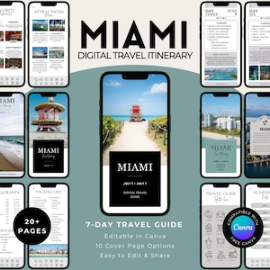 Miami-Reiseplan: 7-Tage-Bearbeitbarer Reiseplaner (Digitaler Download)