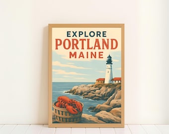 Stampa del faro di Portland Head: arte costiera del Maine, fotografia del New England (download digitale)