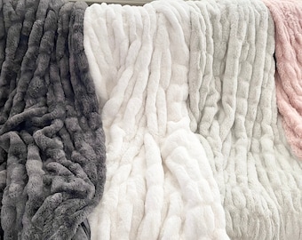 Handmade RUCHED Faux Fur Throw Blanket- Farmhouse Throw Blanket - Gift Blanket- Luxury Blanket - Best Blanket- Fall Blanket- Sympathy Gift