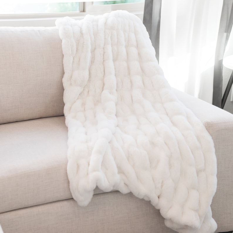 Faux Fur Throw Blanket Soft RUCHED Faux Fur Throw Blanket Etsy