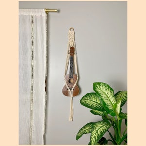 Macrame Ukulele Wall Hanging, Ukulele Wall Mount, Ukulele Wall Mount, Ukulele Wall Holder, Ukulele Stand, Boho Instrument Hanger image 1