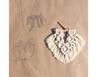 Mini Macrame Wall Hanging, Recycled Cotton Boho Decor