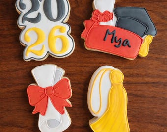 24 Customizable Graduation Sugar Cookies