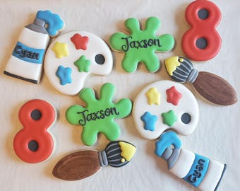 30 Customizable Art Themed Birthday Decorated Sugar Cookies