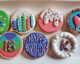 Bright Colors Happy Birthday Cookies, set of 14
