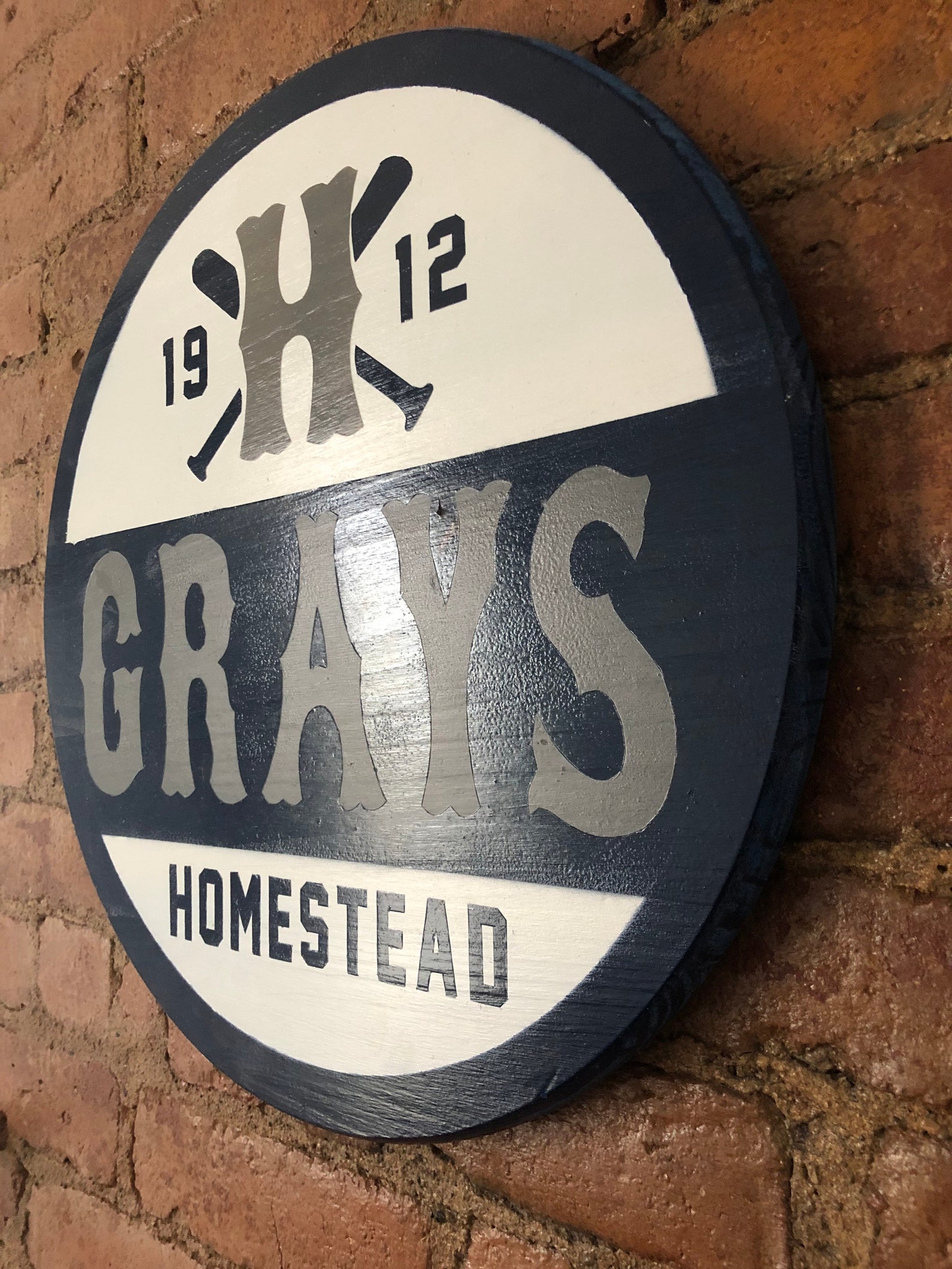 Homestead Grays original painting on 18 round pine Etsy