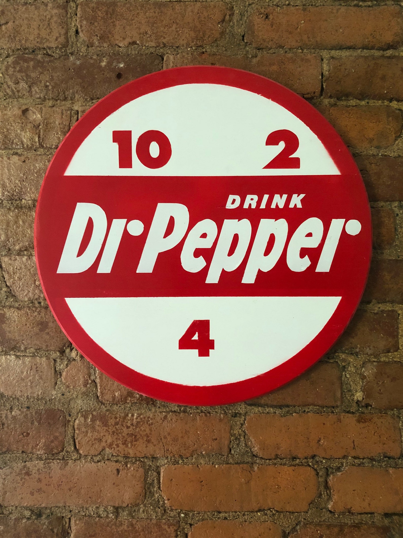 Vintage Dr. Pepper Sign Original Paint on 17 Round Pine Etsy