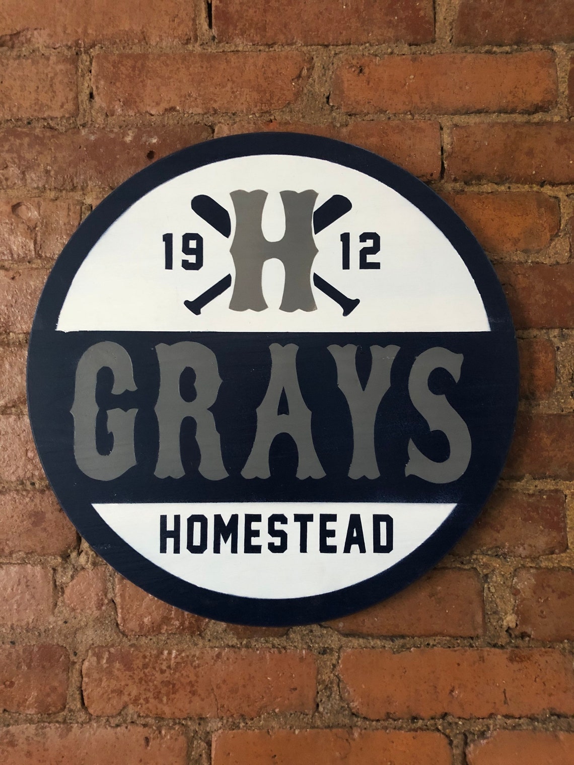 Homestead Grays original painting on 18 round pine Etsy